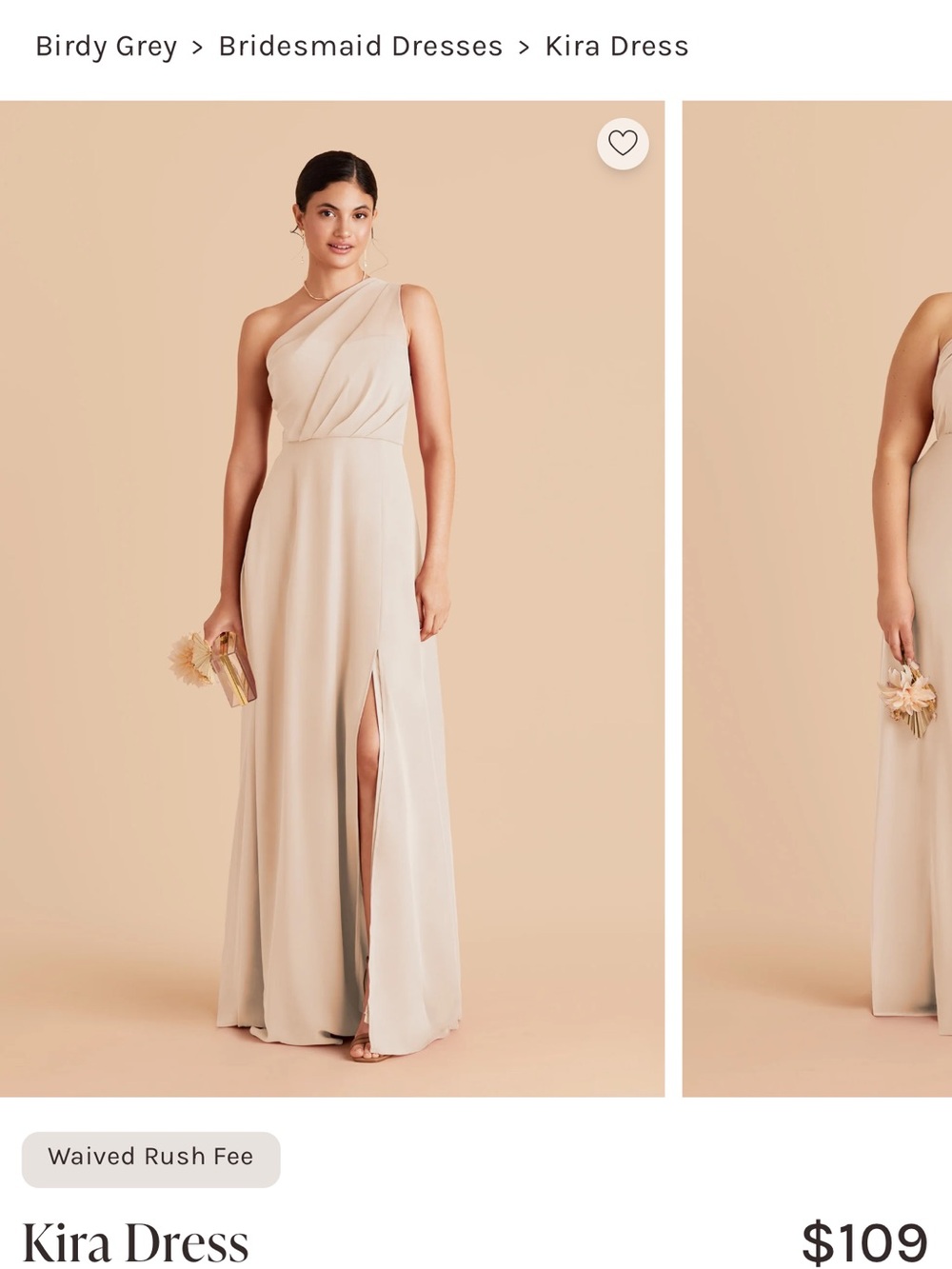 Birdy Grey Kira One-Shoulder Gown in Champagne